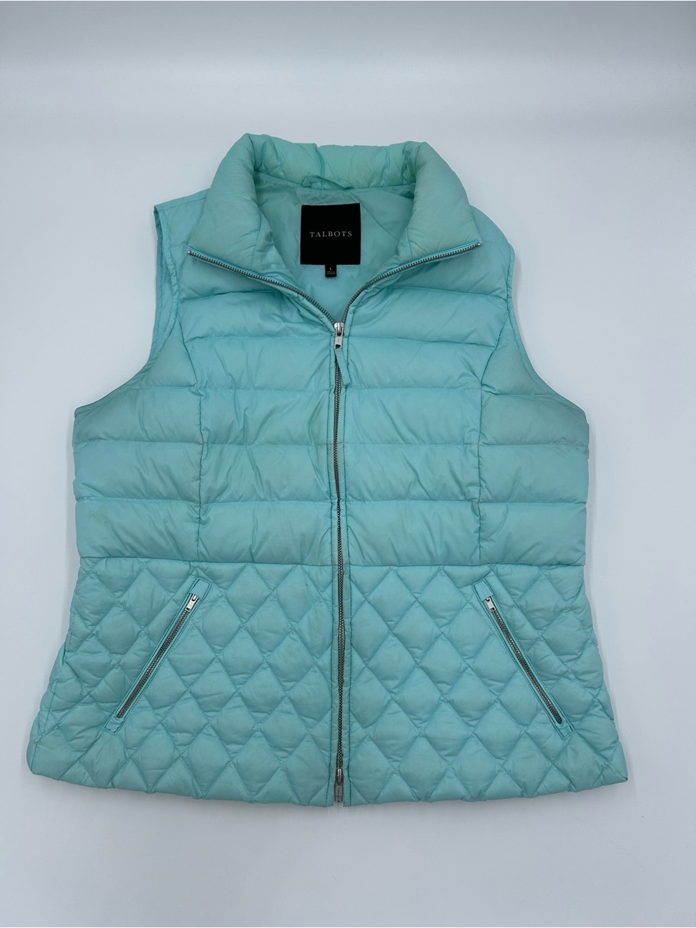Talbots Aqua Quilted Puffer Vest L